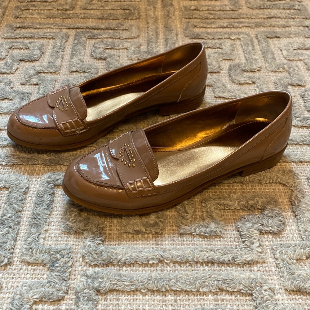 Ellen Tracy Moccasin Old rose & tan with golden accents